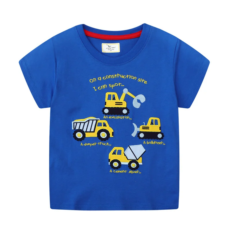 Jumping Meters New Arrival Boys T Shirts For Summer Cotton Cartoon Aircraft Embroidery Toddler Kids Tees Baby Tops Clothes 5