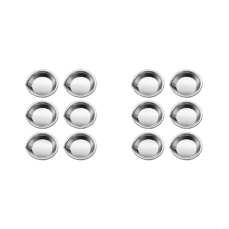 C90C 12Pcs/Set Stainless Steel Paint Mixing Tray Small Paint Round Bowl for Mixing Various Pigments