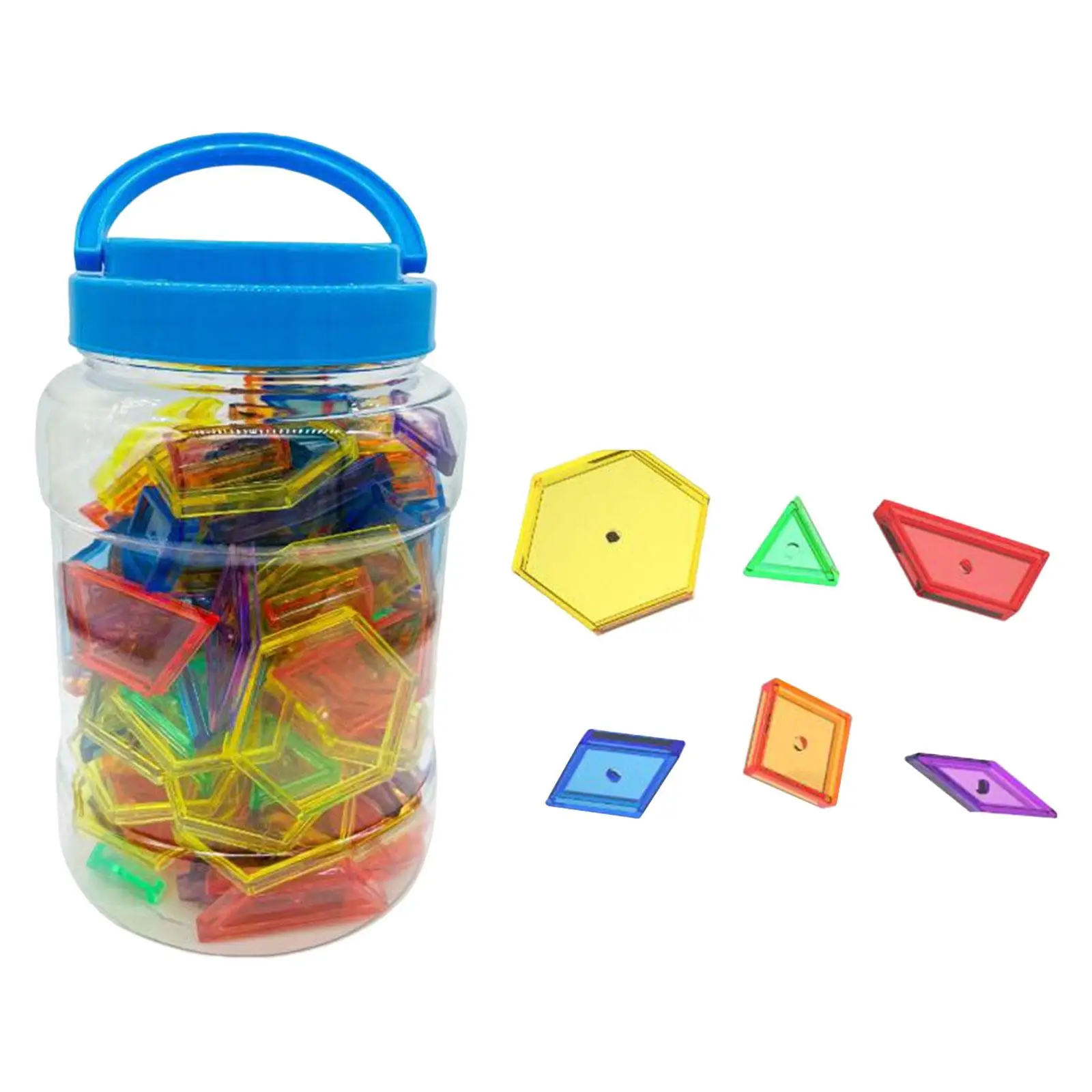 

140x Montessori Math Manipulative Blocks Shape Sorting Transparent Pattern Blocks for Games Shape Attributes Fractions Symmetry