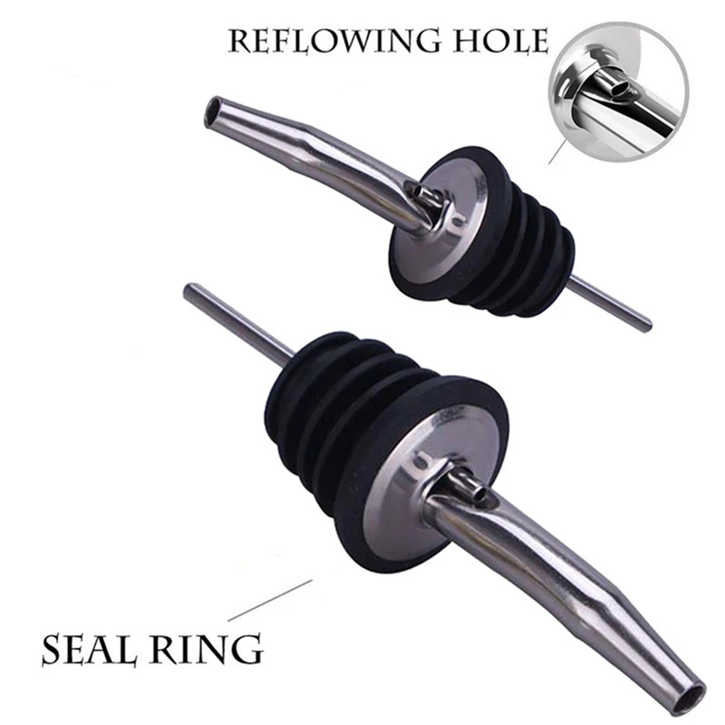 100pcs Wine Bottle Pourer Stopper Stainless Steel Wine Liquor Spirit Pourer Free Flow Bottle Pour Spout Stopper Bar Tool