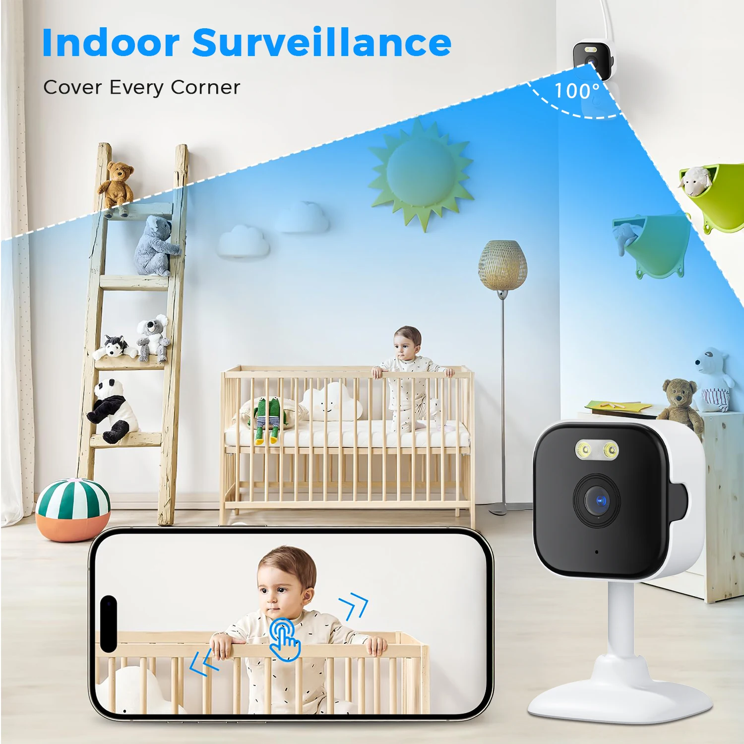 OKAM PRO APP HD 5MP Mini Wifi Camera Indoor Color Night Vision Human Detection Alert Home Security Camera 5X Digital Zoom CCTV 3