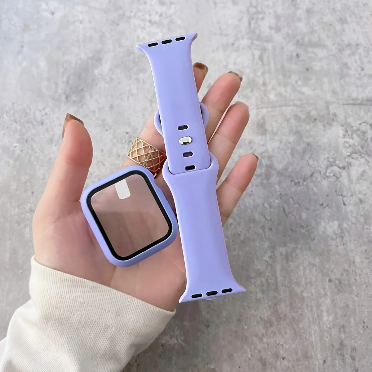 Premium Silicone Watchband Set with Glass Protector & Strap