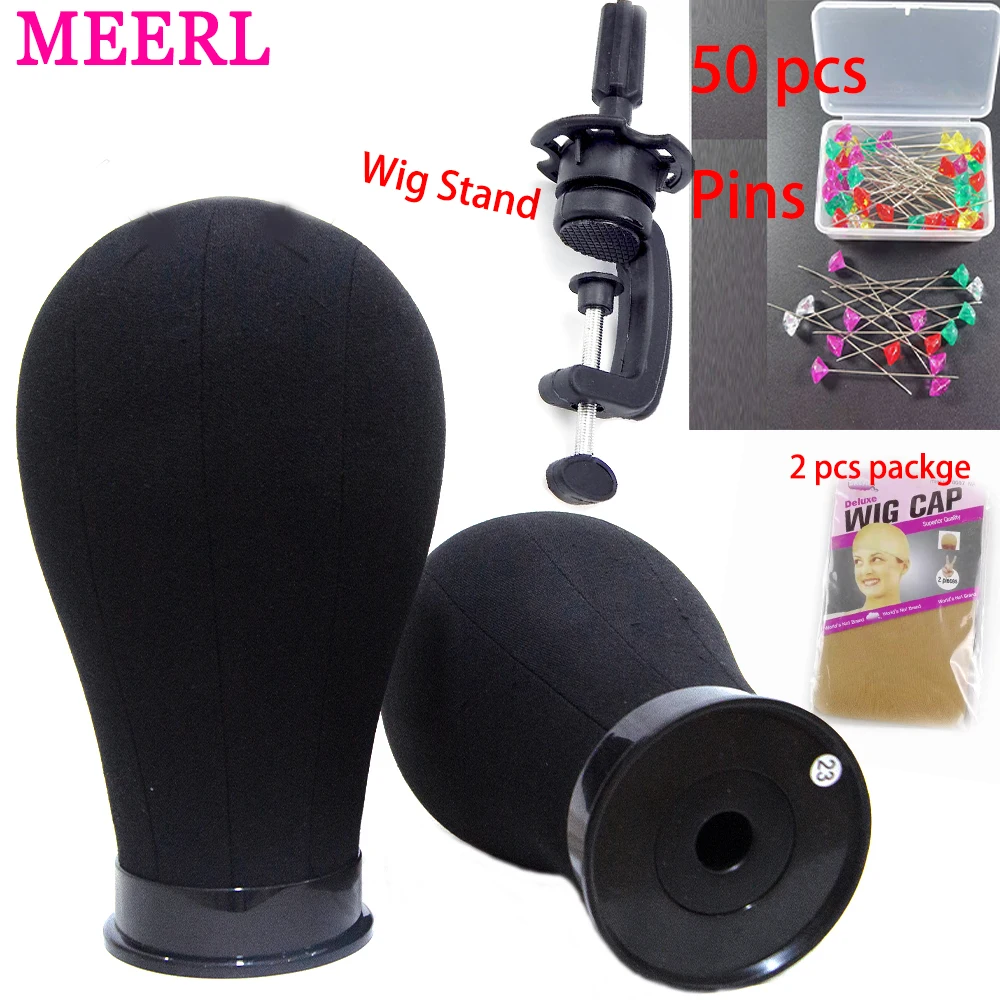 MEERL 21-24inch Canvas Block Wig Head For Lace Wigs Making Display Styling Cheap Mannequin Manikin Stand Holder Support |