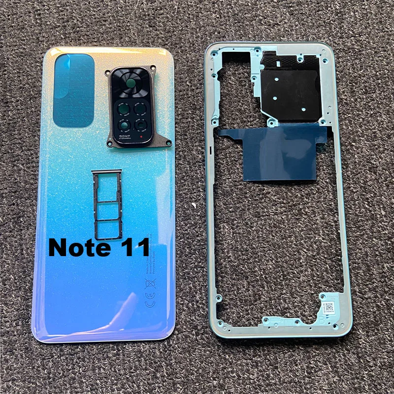 

Full Housing For Xiaomi Redmi Note 11 Grobal Back Battery Cover Rear Case Middle Frame + Volume Button Camera Glass Sim Tray