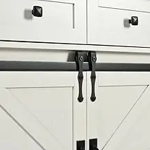 Kitchen Island with Sliding Barn Doors and Power Outlet