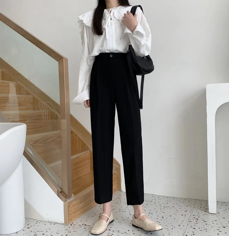 Fashion (5491 Blue)High Waist Office Lady Pants Korean Fashion