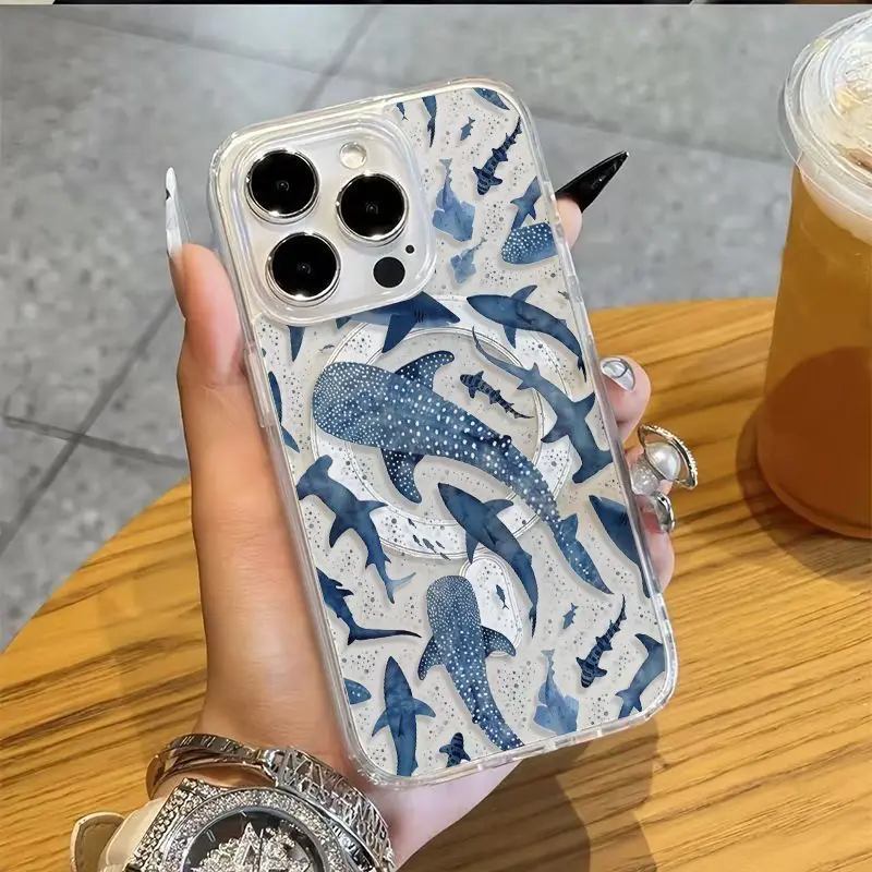 Stunning Underwater Shark and Blue Whale Phone Case Cover