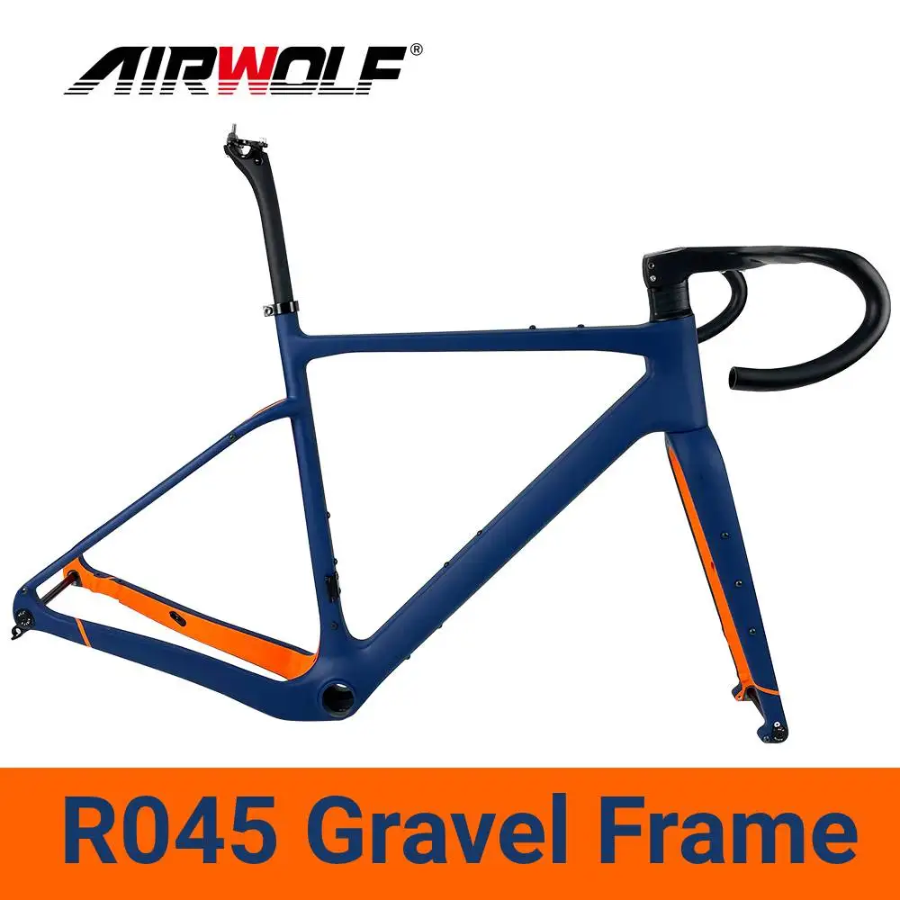 Airwolf Carbon Gravel Frame Bici Da Strada Max 700 * 45C Pneumatici Gravel Telaio Per Bicicletta In Carbonio Fit 27.5Er * 2.1 Pollici Telaio Ciclocros