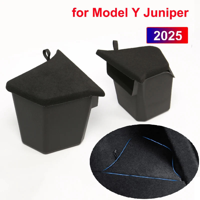 Car Trunk Organizer For Tesla Model Y Juniper Rear Trunk Side Storage Cargo TPE Bin Box Flocking Mat Partition Board