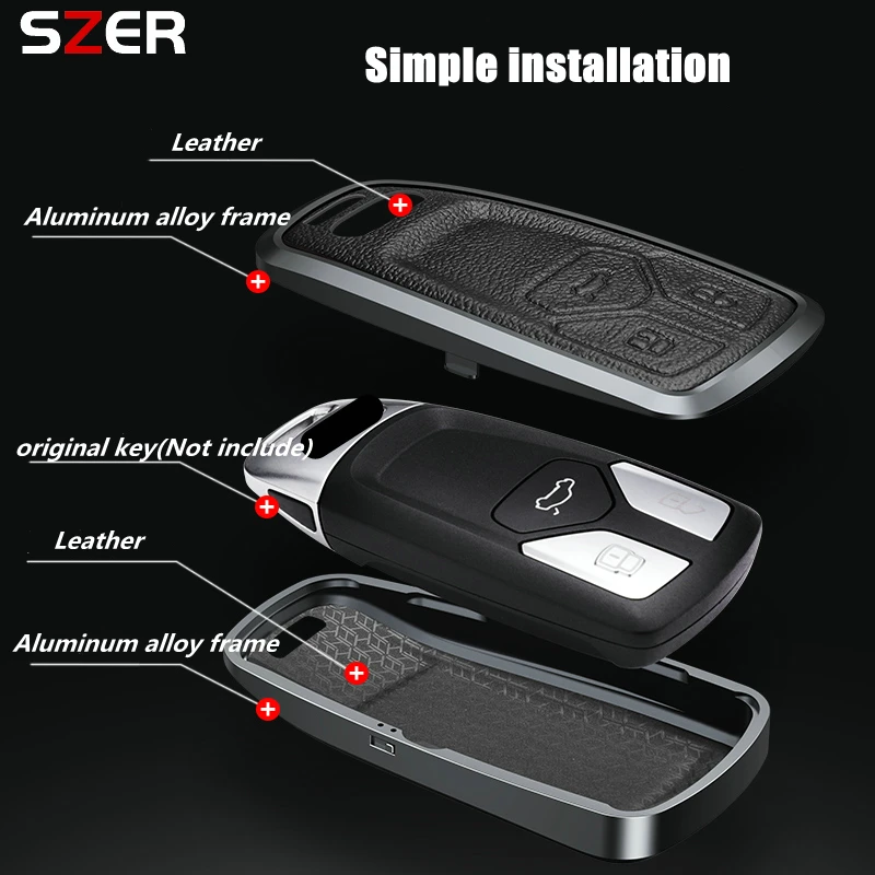 Premium Metal and Leather Car Remote Key Case Cover - Stylish Protection
