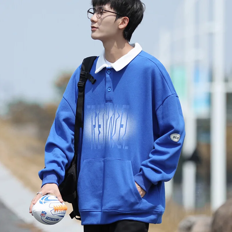 Fake Two Pieces Men Sweatshirts 2022 New Arrive Spring And Autumn Student Male Clothing Teenager Boy Korean Style Hot Sale H36
