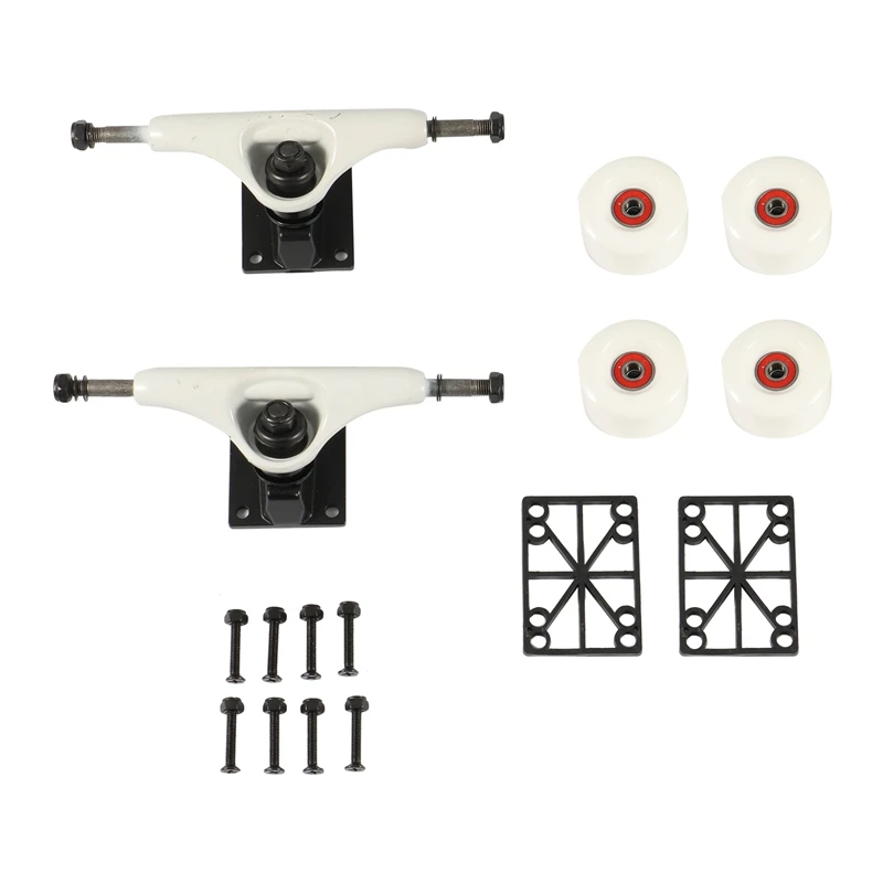 

5 Inch Skateboard Trucks With 55Mm Wheels ABEC Bearing Combo Set With Pad And Hardware