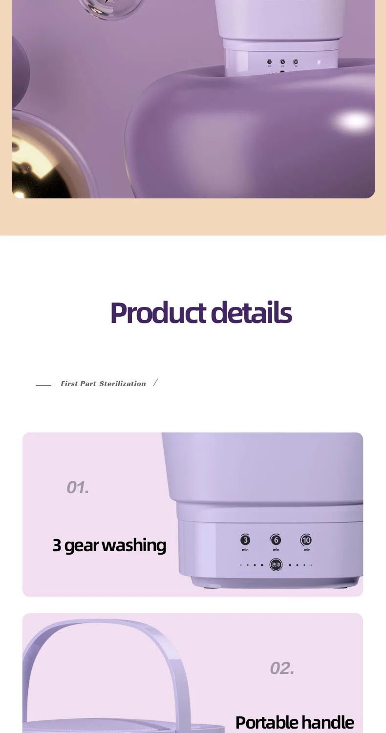 Xiaomi Moyu Foldable Washing Machine Electric Portable Barrel Laundry Washer Underwear Sock Baby Clothes Cleaner for Travel