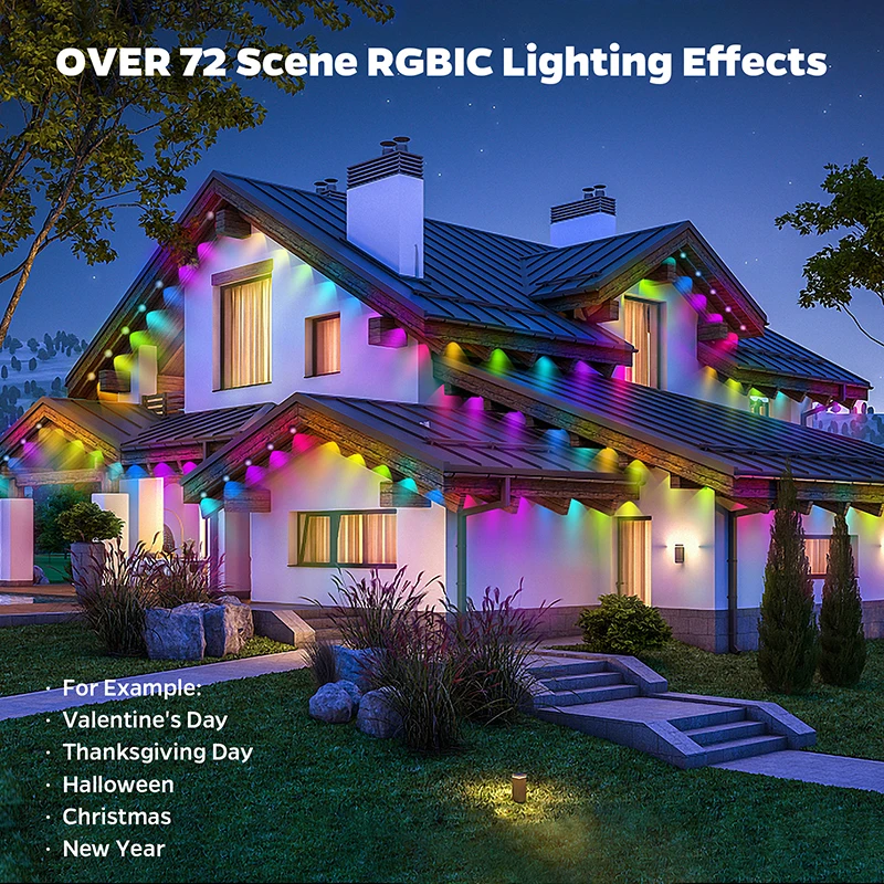 Luci a LED per grondaia permanente intelligente per esterni Luce Sring RGB IP67 Impermeabile per APP domestica Luce per decorazioni natalizie per feste fai-da-te