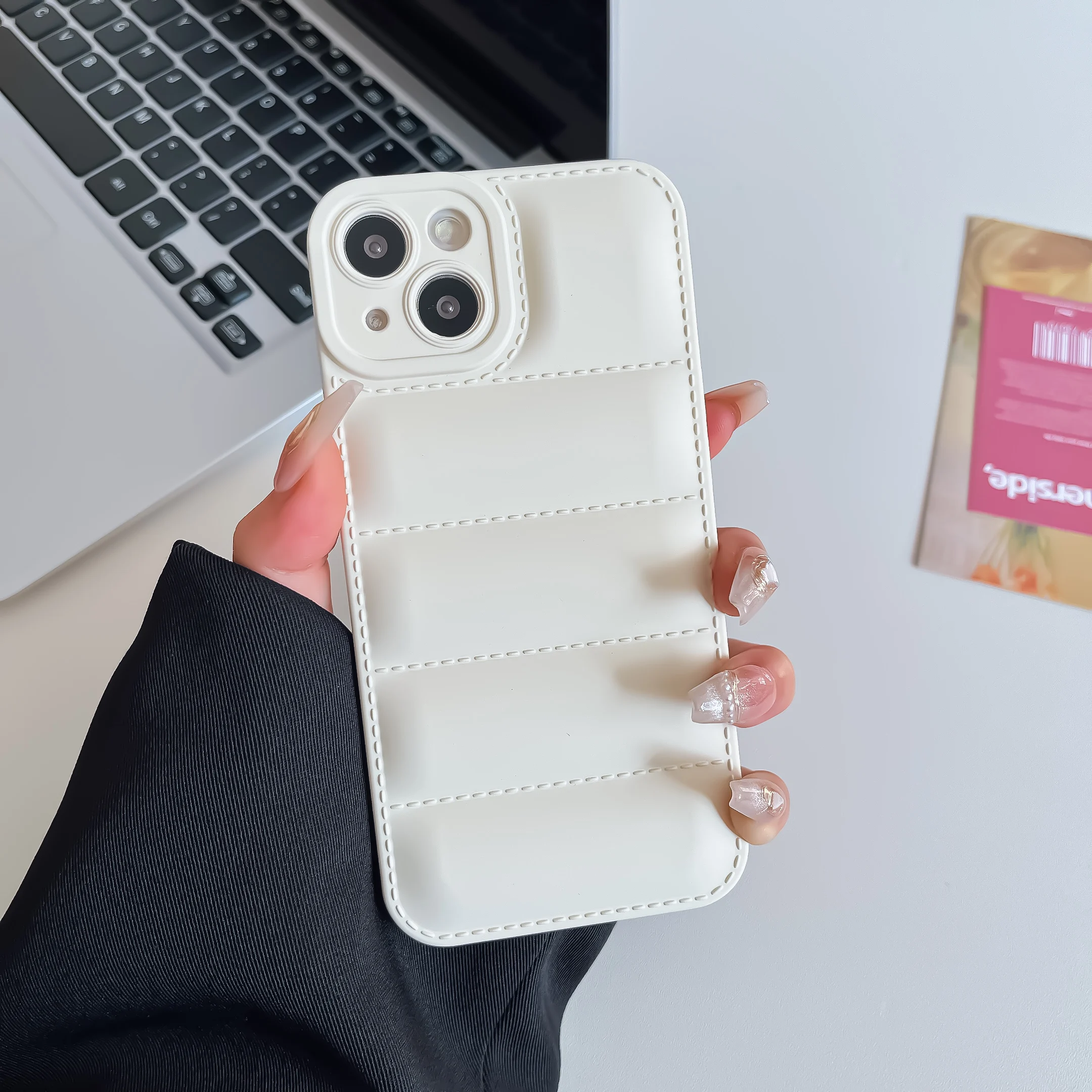 Luxury Down Jacket Puffer Phone Case with Air Cushion Shockproof Cover