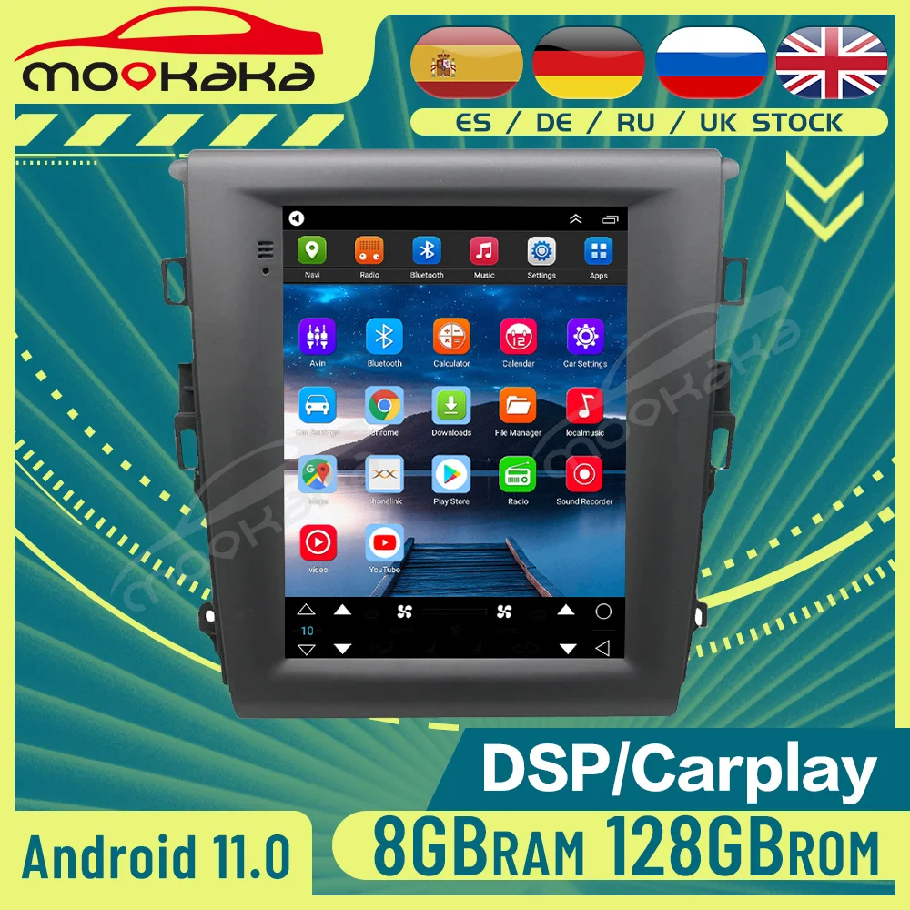 

For Ford Mondeo 2013 - 2018 Tesla Style Car Radio Android 11 8+128GB GPS Navigation 4G Carplay Auto Stereo Multimedia DVD Player
