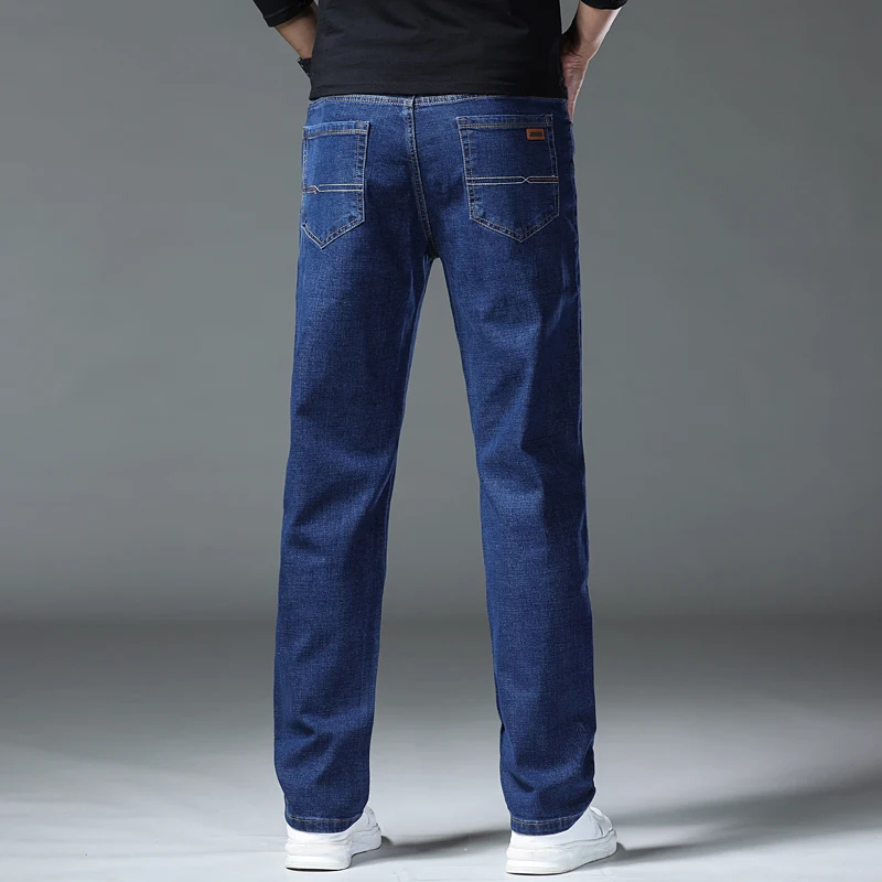 Brand Clothing Autumn Winter Classic Men's Thick Denim Trousers - Straight Fit Casual Jeans, Plus Size