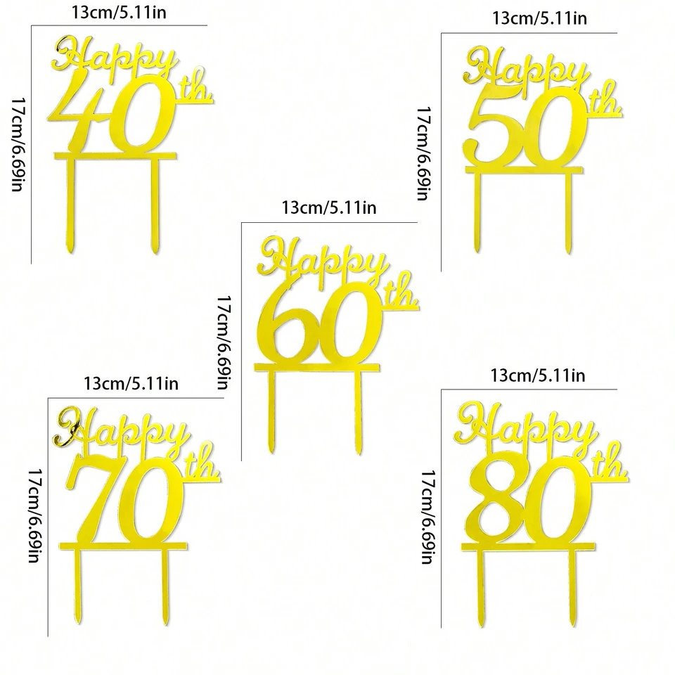 Set 10 Topper Torta In Acrilico Oro Rosa - Numeri 0-9 Per Compleanni