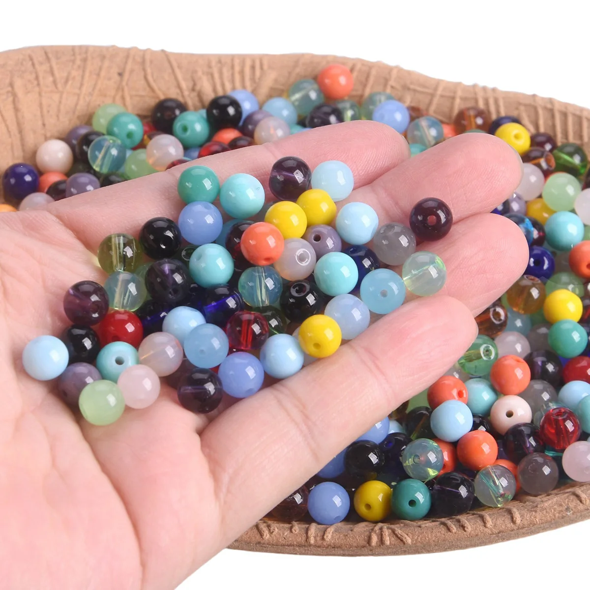 50pcs Round 8mm Opaque Crystal Glass Loose Beads For Jewelry