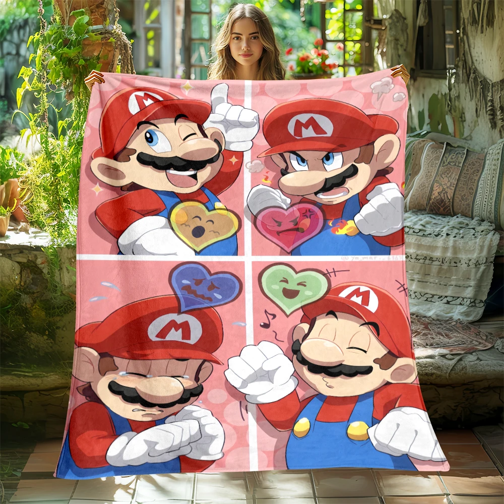 Mario Movie,Game Printed Soft Warm Flannel Throw Blanket.Office Nap Cape,Camping,Outdoors,Bed Sheet,Living Room,Sofa blankets. 5