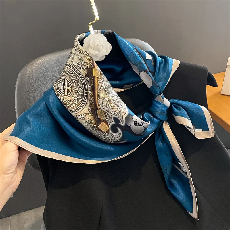 100% Real Silk Scarf New 70CM Natural Shawl Wraps Women Ladies Fashion Scarves Foulard Bandana Square Headband Hijab Pashmina 2