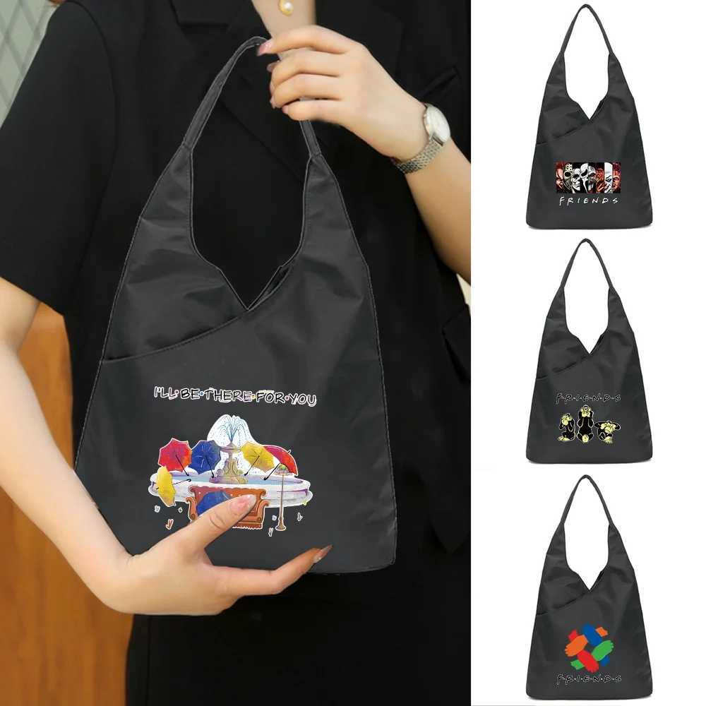 Trend New Thick Eco Nylon Shopping Bag Tote Women Cute Friends Handbag Reusable Portable Supermarket Folding Pouch Foldable Pack