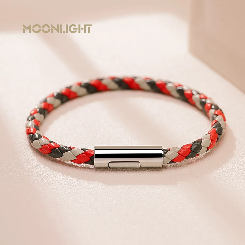 Classic Designer Men Women Exquisite Bracelet Stainless Steel Button Leather Bracelet Hand-woven Female Jewelry Gifts 15 Colors - Image 5