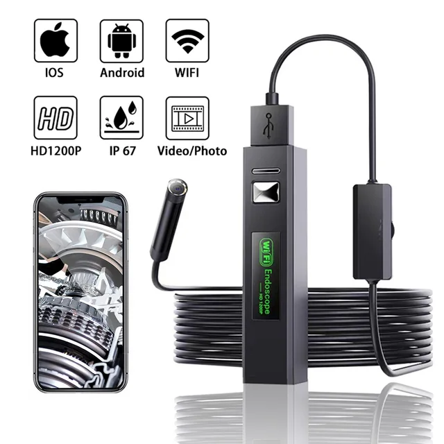 Endoscope WiFi 7mm Avec Caméra HD 300MP | Étanche IP67 | Pour Android Et PC | Inspection Auto Et Maison