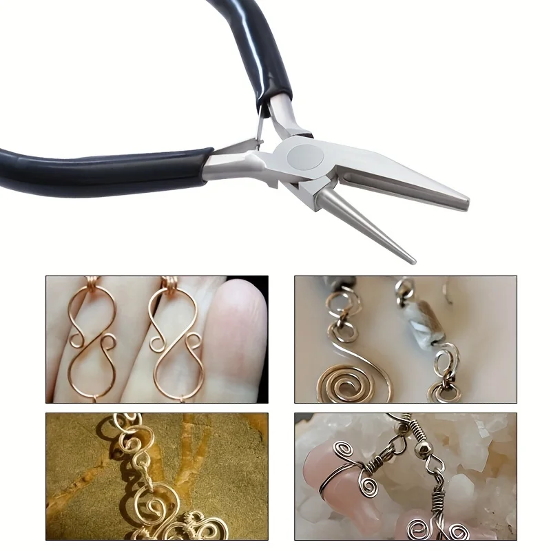 Mini Jewelry Plier 5In DIY Carbon Steel Round Nose Jewelry Tools Copper Wire for Making 1PC