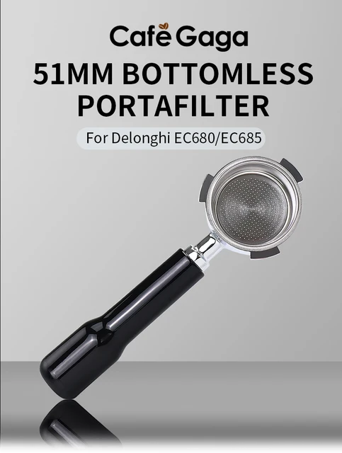 café bottomless portafiltro 51mm para delonghi ec680/ec685 reemplazo de  filtro espresso máquina accesorio barista herramientas