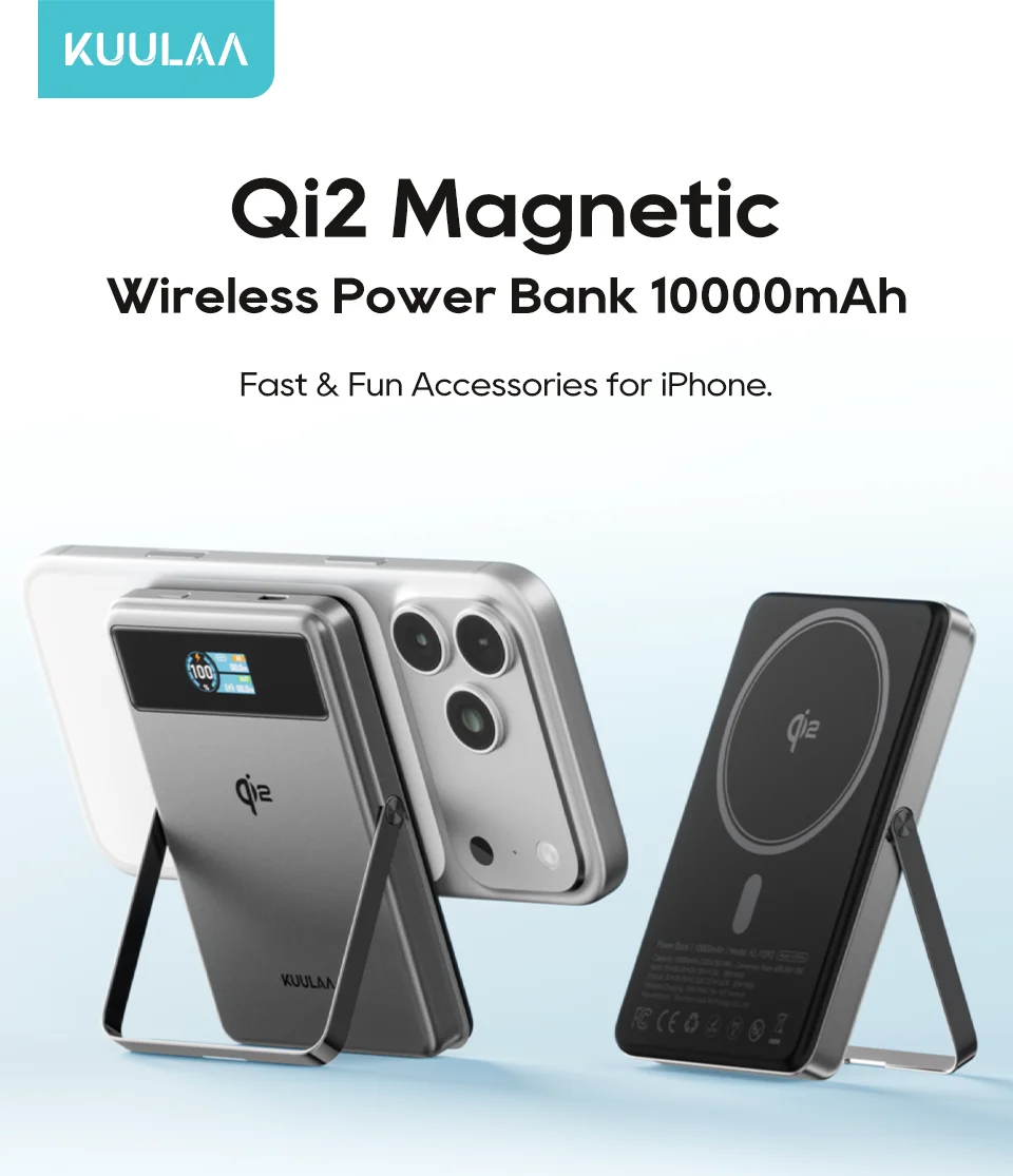 Kuulaa Qi2 Magnetic Power Bank 10000mAh Stand PD 20W