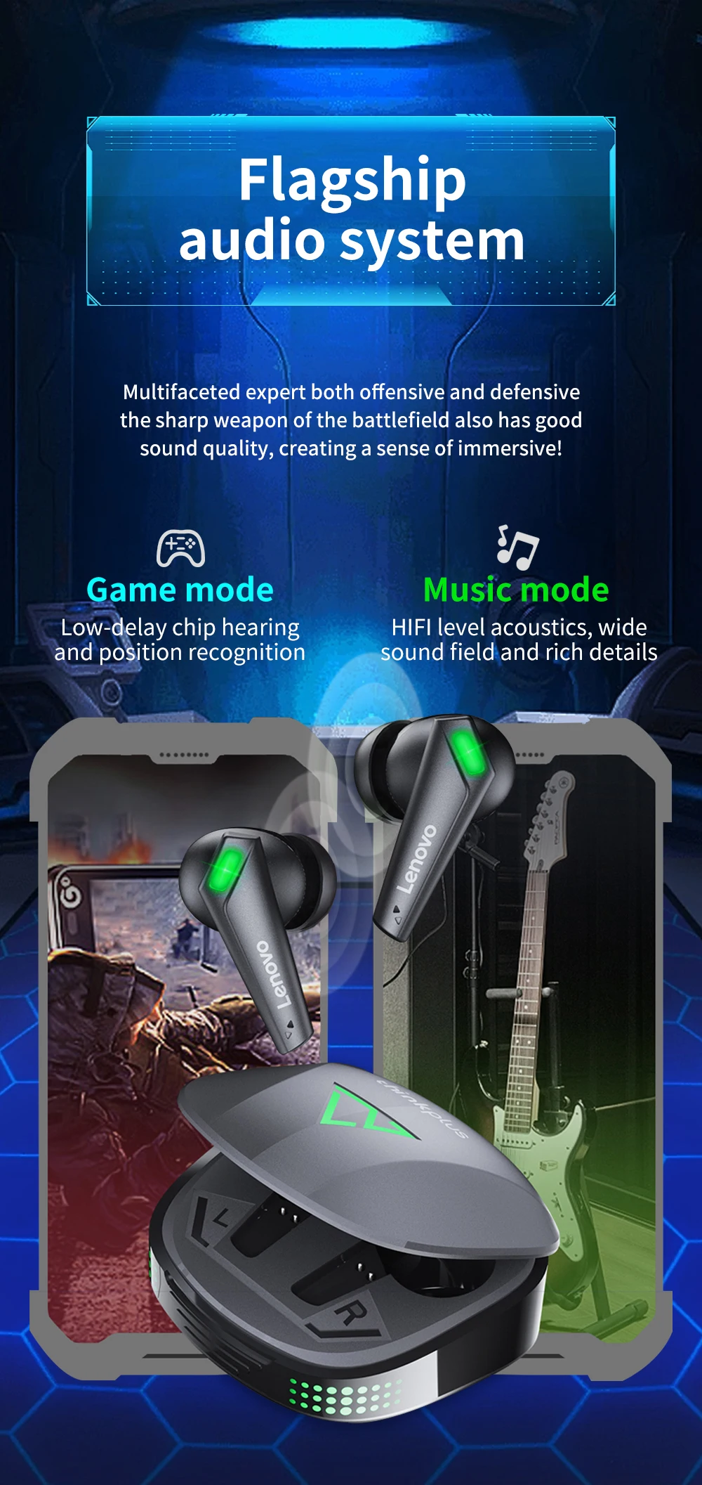 Lenovo Thinkplus XT85II Wireless Earbuds | Bluetooth 5.3 | Noise