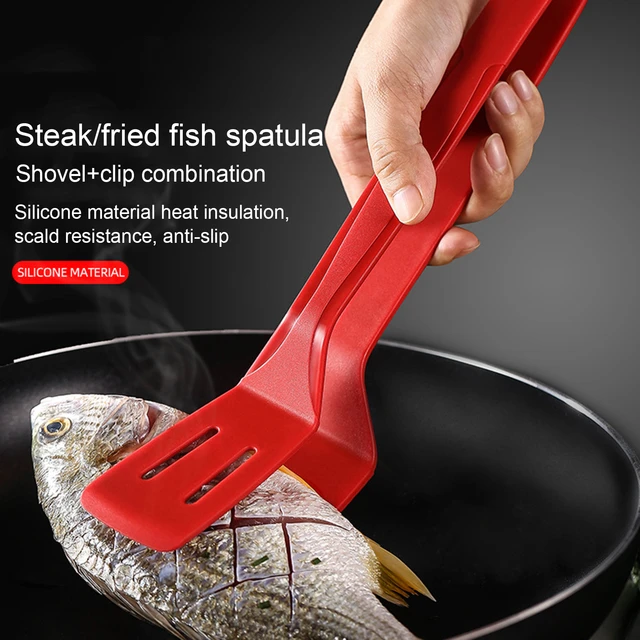 2-in-1 Silicone Clip Spatula for Frying Steak Pancakes Toast Omelette Tongs  Silicone Omelet Spatula Flip Shovel Kitchen Tool - AliExpress