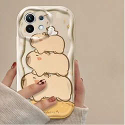 Cartoon Cute Capybara Protective Phone Case for POCO X4 GT 5G (White)
