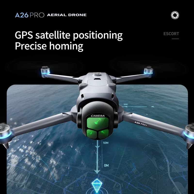 Lenovo A26 Pro Drone 4K HD 8k Тройная камера FPV Бесщеточный двигатель Предотвращение препятствий Складной RC Quadcopter Профессиональная антенна thumbnail 4