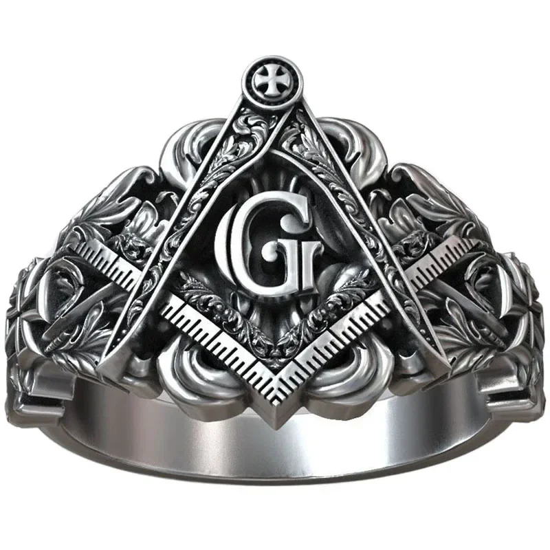 

9.5g Freemasons Square And Compass Pattern Rings 925 Solid Sterling Silver Rings Many Sizes 5-13