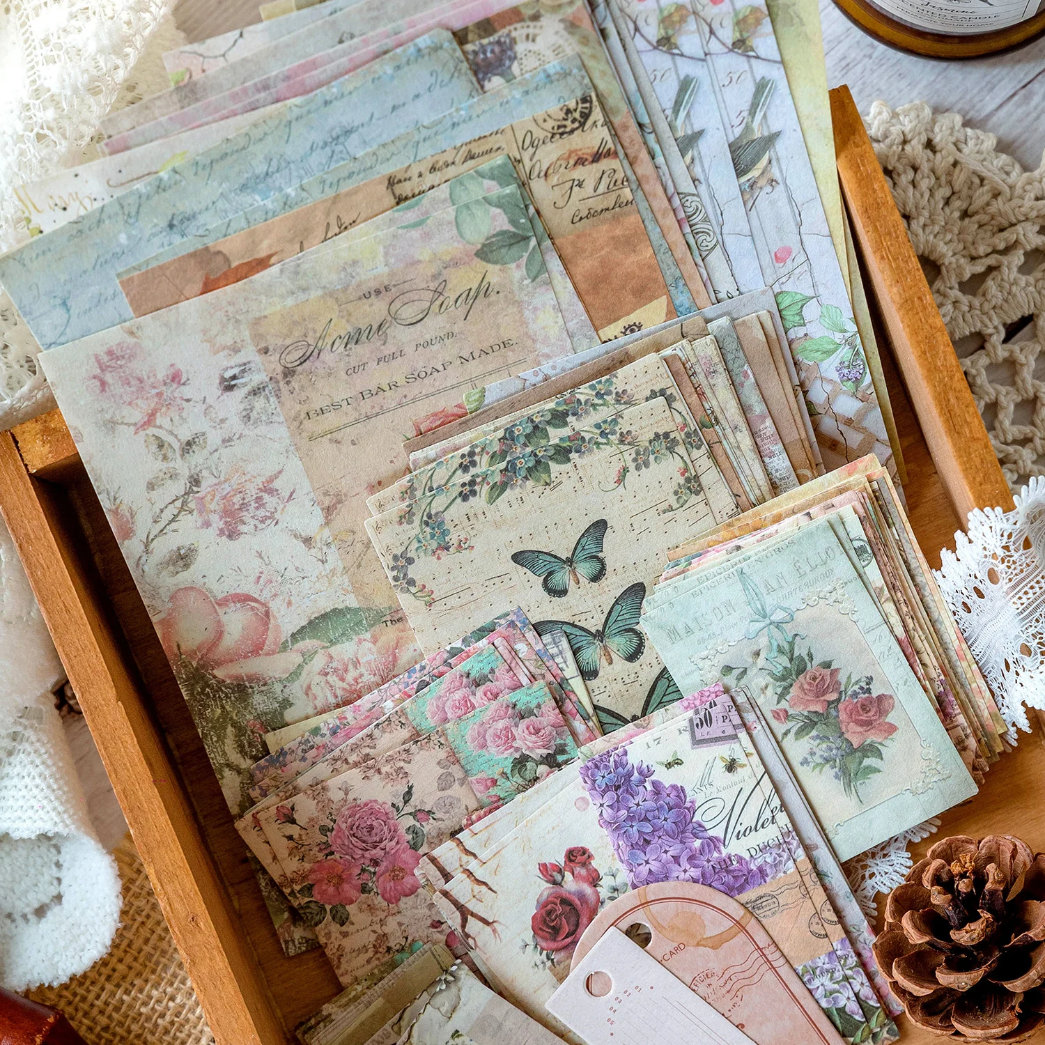 Journamm 100 sztuk/paczka Vintage Scrapbooking lekki papierowy zestaw DIY śmieci dziennik kolaż papeteria tło materiały dekoracyjne papier