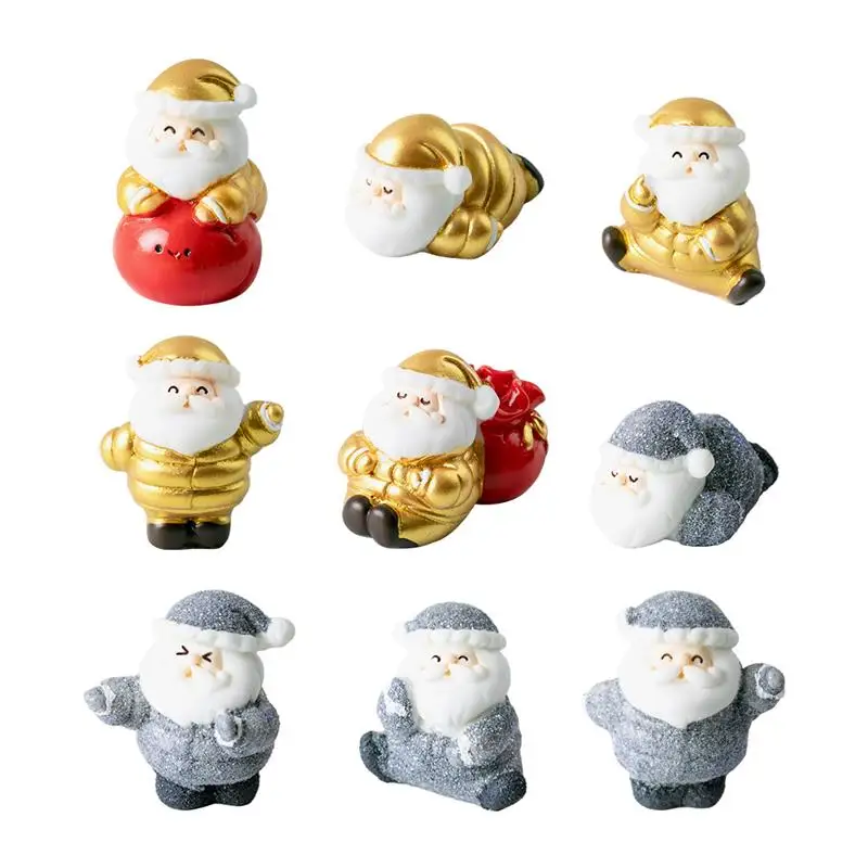 Christmas Resin Elk Santa Claus Ornaments Merry Christmas Decoration For Home Figurines Miniatures New Year Xmas Box Decor