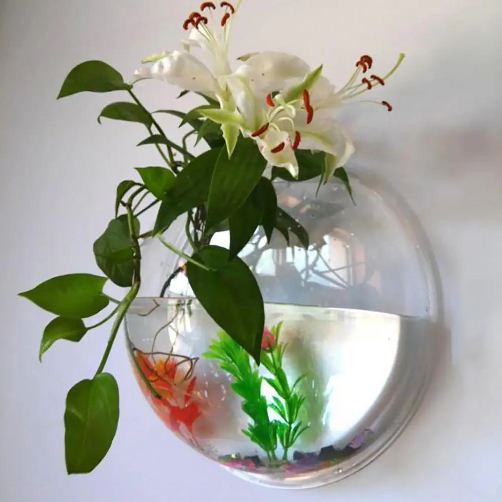 Fish Tank Clear Transparent Wall Mounted Acrylic Creative Flower Pot For Home Accessories Gardening
