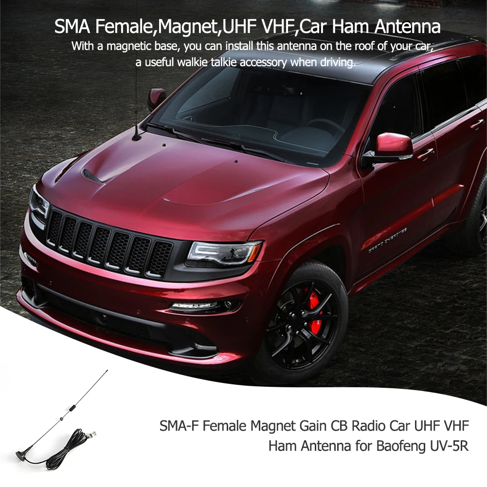 Car Antenna SMA-F Female Magnetic Base Mount Car UHF VHF Ham Antenna for Baofeng UV-5R UV-82 Walkie Talkie