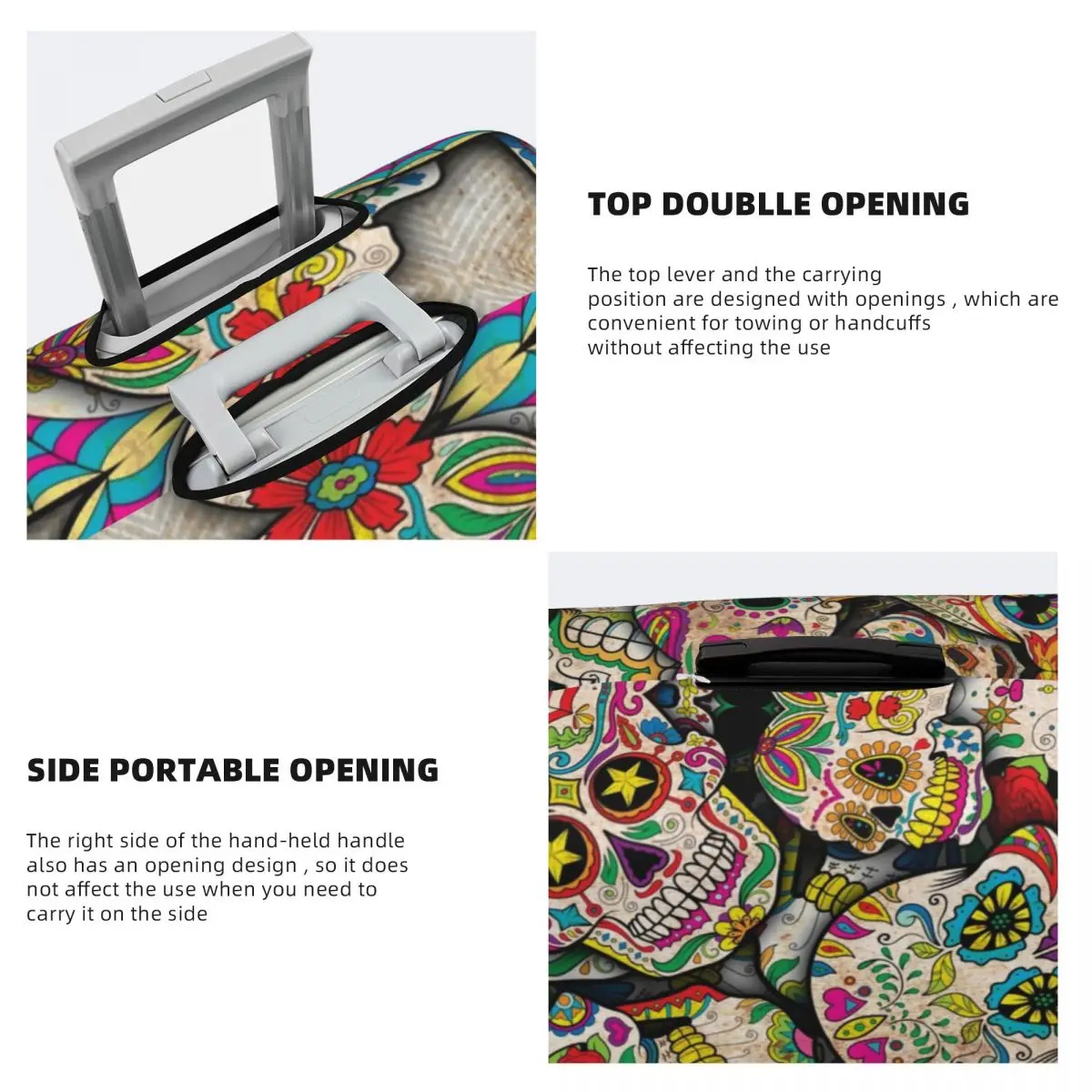 Sugar Skull Suitcase Cover Halloween Style Cool Travel Flight Practical Luggage Accesories Protector 4