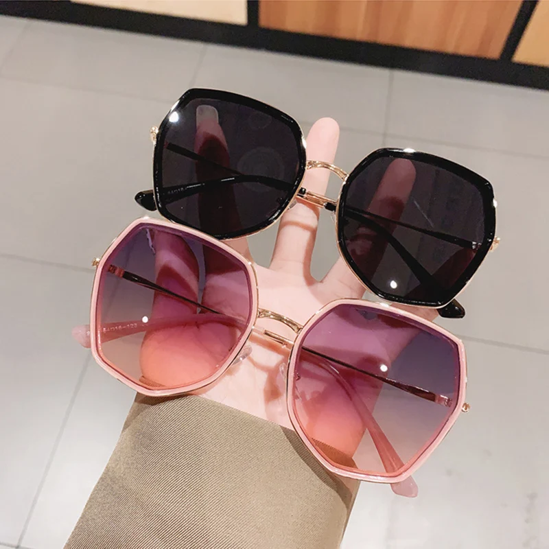 Moda poligono gradiente donna occhiali da sole Vintage irregolare grande  montatura occhiali tendenza donna tonalità occhiali da sole rosa|Women's  Sunglasses| - AliExpress