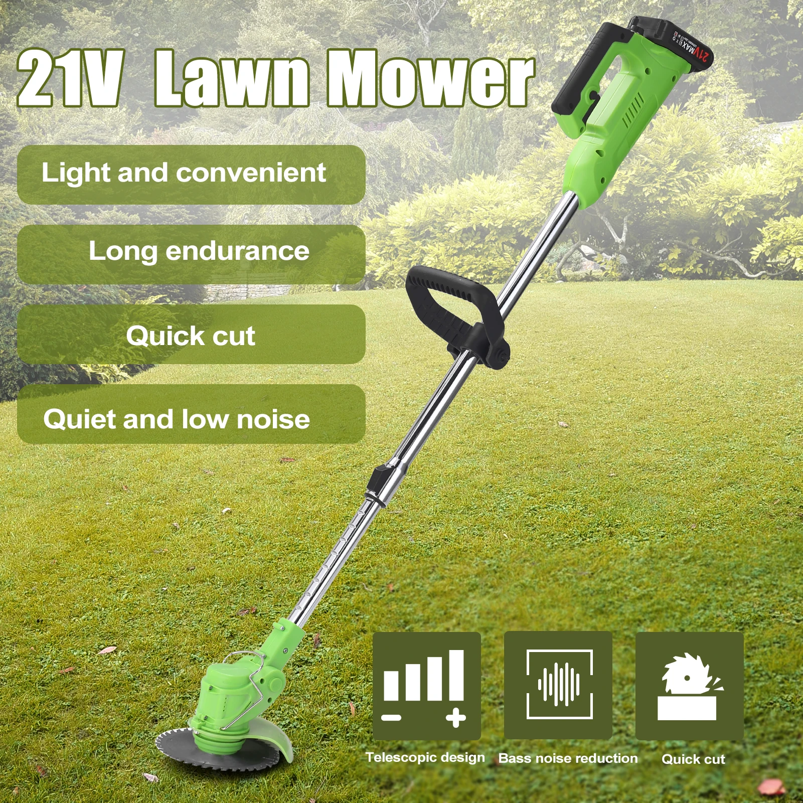 Electric Lawn Mower Rechargeable Battery Cordless Grass Trimmer Auto Release Grass Cutter Mower Garden Home Trimming Machine 5