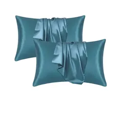 Luxurious Silk Pillowcase for Hair and Skin - Soft Satin Beauty Pillow Cover for Home Décor (2pcs lavender blue)