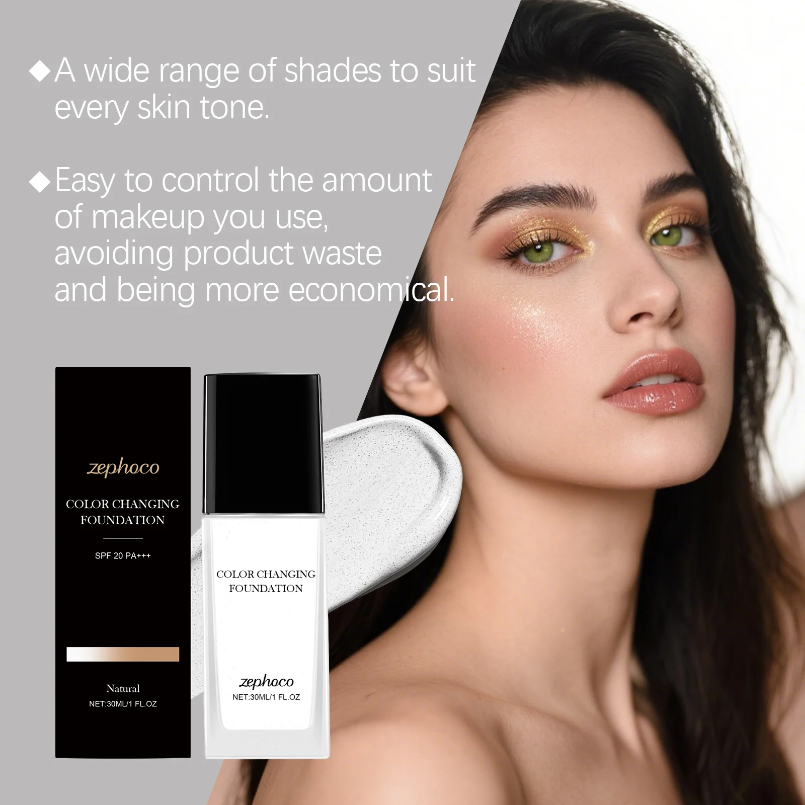 Zephoco Liquid Foundation Flawless Finish High Coverage Base Makeup_voghion.com