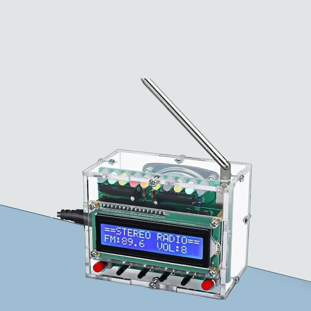 RDA5807 FM 라디오 리시버 조정 가능한 주파수 87-108MHZ 디지털 LCD1602 디스플레이 PCB 납땜 프로젝트 연습 납땜