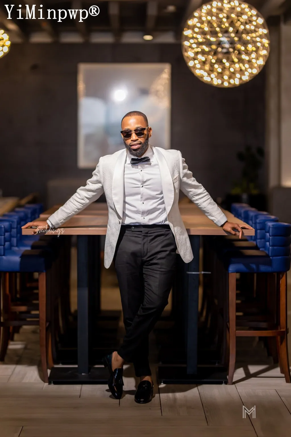 2024 White Jaquard Wedding Suits for Men Shawl Lapel One Button trajes elegante para hombres Blazer Tuxedos Jacket+Pants Bespoke