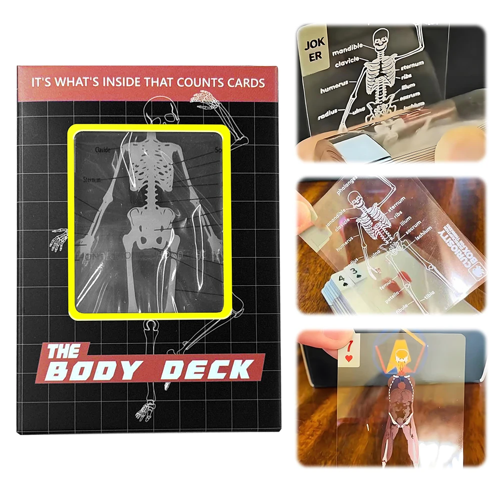 3D Image Educational Cards Reusable Body Transparent Playing Cards Multi-Purpose Human Anatomy Playing Cards for Card Collectors