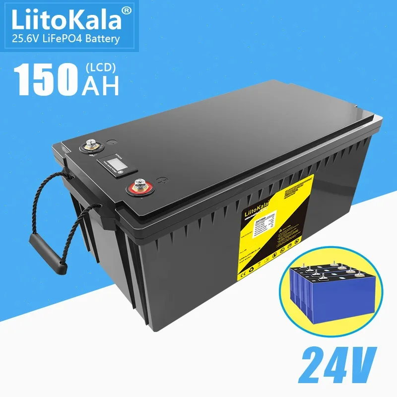 

LiitoKala 24V 150Ah LiFePO4 Battery Solar Golf Car for Forklift waterproof battery pack inverter,solar system,boat motor