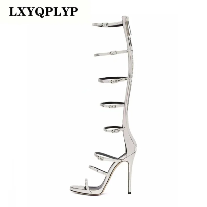 

2023 Women's Summer New Brand Designer Sexy Stiletto Heel Night Club Show Post Banquet Zipper Strap Combination Sandals